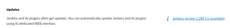 A Jenkins update is available ‘Available Jenkins update’